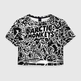 Женская футболка Crop-top 3D с принтом Arctic monkeys Pattern в Новосибирске, 100% полиэстер | круглая горловина, длина футболки до линии талии, рукава с отворотами | alternative | arctic monkeys | metall | music | rock | альтернатива | арктик монкейс | арктические обезьяны | металл | музыка | рок