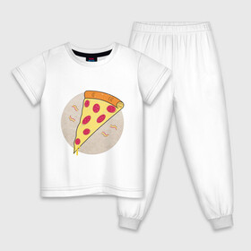 Детская пижама хлопок с принтом Кусочек пиццы пепперони в Новосибирске, 100% хлопок |  брюки и футболка прямого кроя, без карманов, на брюках мягкая резинка на поясе и по низу штанин
 | вкус | вкусно | вкусняшка | горячее | горячо | колбаса | кусок | кусочек | пепперони | пицца | сыр | сырный