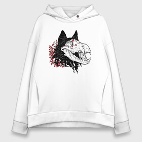 Женское худи Oversize хлопок с принтом Fashionable avant garde wolf в Новосибирске, френч-терри — 70% хлопок, 30% полиэстер. Мягкий теплый начес внутри —100% хлопок | боковые карманы, эластичные манжеты и нижняя кромка, капюшон на магнитной кнопке | bones | fangs | fashion | flowers | hype | jaw | skull | teeth | vanguard | wolf | авангард | волк | зубы | клыки | мода | пасть | хайп | цветы | череп