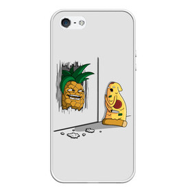 Чехол для iPhone 5/5S матовый с принтом HERES PINEAPPLE в Новосибирске, Силикон | Область печати: задняя сторона чехла, без боковых панелей | here | is | johnny | mem | meme | memes | pineapple | pizza | shining | ананас | джонни | мем | мемы | пица | пицца | сияние | это