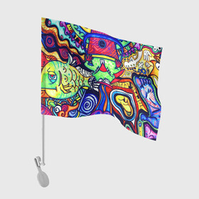 Флаг для автомобиля с принтом ПСИХОДЕЛЛА в Новосибирске, 100% полиэстер | Размер: 30*21 см | Тематика изображения на принте: абстракция | пестрый | психоделика | цветной | яркий