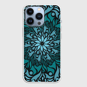 Чехол для iPhone 13 Pro с принтом Зеленая мандала в Новосибирске,  |  | зеленый | медитативный | медитация | орнамент | переплетение | растительный | узор | цветочный