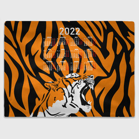 Плед 3D с принтом Тигровый камуфляж 2022 в Новосибирске, 100% полиэстер | закругленные углы, все края обработаны. Ткань не мнется и не растягивается | 2022 | aggressive | brindle color | fangs | in profile | new year | open mouth | predator | tiger | year of the tiger | агрессивный | в профиль | год тигра | календарь | клыки | новый год | открытая пасть | тигр | тигровый окрас | хищник