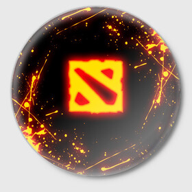 Значок с принтом DOTA 2 FIRE LOGO ДОТА 2 ОГНЕННЫЙ ЛОГО в Новосибирске,  металл | круглая форма, металлическая застежка в виде булавки | bristleback | dota | dota 2 | dota2 | heroes | invoker | lina | og team | pudge | shadow | shadow fiend | team liquid | team spirit | the international | windranger | бристелбек | бристл | брызги | брызги красок | дота | дота 2 | дота2 | краски | пудж | т