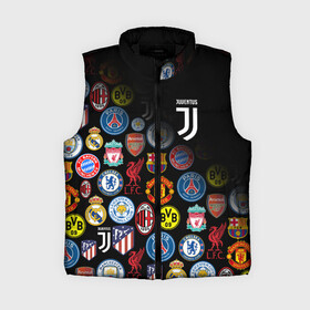 Женский жилет утепленный 3D с принтом JUVENTUS LOGOBOMBING SPORT в Новосибирске,  |  | black white | cr7 | fc juventus | football | juve | juventus | ronaldo | sport | бык | роналдо | роналду | спорт | футбол | чёрно белый | ювентус