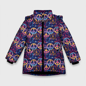 Зимняя куртка для девочек 3D с принтом Пацифика (Pacific) в Новосибирске, ткань верха — 100% полиэстер; подклад — 100% полиэстер, утеплитель — 100% полиэстер. | длина ниже бедра, удлиненная спинка, воротник стойка и отстегивающийся капюшон. Есть боковые карманы с листочкой на кнопках, утяжки по низу изделия и внутренний карман на молнии. 

Предусмотрены светоотражающий принт на спинке, радужный светоотражающий элемент на пуллере молнии и на резинке для утяжки. | hippie | hipster | love | nirvana | pacific | pacifist | peace | rap | rastaman | subculture | битник | знак пацифики | любовь | мир | нирвана | пацифик | пацифист | психоделика | растаман | рэп | символ мира | субкультура | хип хоп | хиппарь