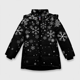 Зимняя куртка для девочек 3D с принтом [Снежинки] - С Новый год в Новосибирске, ткань верха — 100% полиэстер; подклад — 100% полиэстер, утеплитель — 100% полиэстер. | длина ниже бедра, удлиненная спинка, воротник стойка и отстегивающийся капюшон. Есть боковые карманы с листочкой на кнопках, утяжки по низу изделия и внутренний карман на молнии. 

Предусмотрены светоотражающий принт на спинке, радужный светоотражающий элемент на пуллере молнии и на резинке для утяжки. | Тематика изображения на принте: 2022 | dabbing | happy new year | merry christmas | santa dabbing | год тигра | зима близко | нг | новогодний | новогодний тигр | новогодняя символика | новый год | новый год 2022 | рождество | символ 2022 года | снег | снежинки | тигр