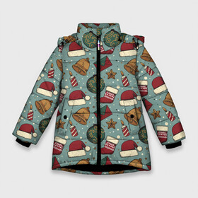 Зимняя куртка для девочек 3D с принтом Винтaжный 2022 в Новосибирске, ткань верха — 100% полиэстер; подклад — 100% полиэстер, утеплитель — 100% полиэстер. | длина ниже бедра, удлиненная спинка, воротник стойка и отстегивающийся капюшон. Есть боковые карманы с листочкой на кнопках, утяжки по низу изделия и внутренний карман на молнии. 

Предусмотрены светоотражающий принт на спинке, радужный светоотражающий элемент на пуллере молнии и на резинке для утяжки. | 2022 | винтаж | год | новый | ретро | старый | стиль | тигра