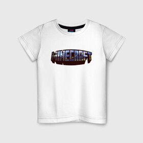 Детская футболка хлопок с принтом Minecraft Логотип в Новосибирске, 100% хлопок | круглый вырез горловины, полуприлегающий силуэт, длина до линии бедер | Тематика изображения на принте: minecraft logo | крипер | майнкравт | майнкрафт | стив | хиробрин
