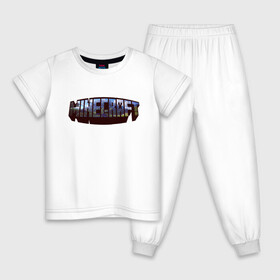 Детская пижама хлопок с принтом Minecraft Логотип в Новосибирске, 100% хлопок |  брюки и футболка прямого кроя, без карманов, на брюках мягкая резинка на поясе и по низу штанин
 | Тематика изображения на принте: minecraft logo | крипер | майнкравт | майнкрафт | стив | хиробрин