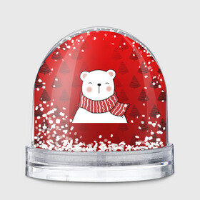 Игрушка Снежный шар с принтом МЕДВЕЖОНОК УМКА БЕЛЫЙ МИШКА в Новосибирске, Пластик | Изображение внутри шара печатается на глянцевой фотобумаге с двух сторон | 2021 | new year | деда мороза | друг | ёлка | ёлочка | к нам приходит | как у всех | клауса | костюм | красный | медведь | медвежонок | новогодний | новый год | праздник | рекомендации | рождество | санты | узор