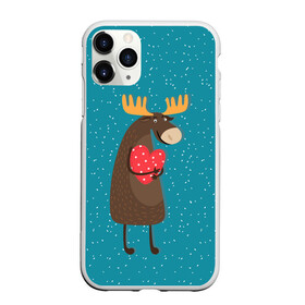 Чехол для iPhone 11 Pro матовый с принтом Душевный лось с сердцем в Новосибирске, Силикон |  | животное | лось | любовь | рога | сердце