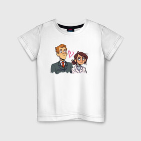 Детская футболка хлопок с принтом Бретт & Рейган в Новосибирске, 100% хлопок | круглый вырез горловины, полуприлегающий силуэт, длина до линии бедер | девушка | инженер | парень | персонажи | сотридник