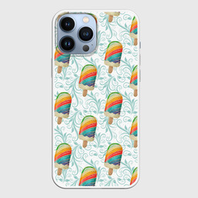Чехол для iPhone 13 Pro Max с принтом разноцветное мороженое паттерном в Новосибирске,  |  | ice | мороженое | мороженое на палочке | паттерн | сладости