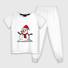 Детская пижама хлопок с принтом Двухсторонний снеговик в Новосибирске, 100% хлопок |  брюки и футболка прямого кроя, без карманов, на брюках мягкая резинка на поясе и по низу штанин
 | Тематика изображения на принте: snowman | большой снеговик | снеговик новогодний | снеговик с морковкой | снеговик с руками палками | снеговик с угольками глазками | снеговик спиной | снежная баба | снежный человек