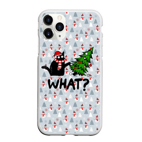 Чехол для iPhone 11 Pro Max матовый с принтом WHAT CAT | CHRISTMAS в Новосибирске, Силикон |  | 2020 | 2021 | 2022 | cat | cats | christmas | merry | what | ват | кот | леденец | мяу | нг | новогодний | новый год | олени | рождество | свитер | узоры