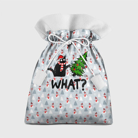 Подарочный 3D мешок с принтом WHAT CAT | CHRISTMAS в Новосибирске, 100% полиэстер | Размер: 29*39 см | 2020 | 2021 | 2022 | cat | cats | christmas | merry | what | ват | кот | леденец | мяу | нг | новогодний | новый год | олени | рождество | свитер | узоры