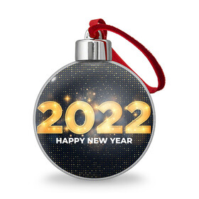 Ёлочный шар с принтом Happy New Year 2022 в Новосибирске, Пластик | Диаметр: 77 мм | 2022 | background | christmas | glare | gold | new year | texture | блики | золото | новый год | рождество | текстура | фон