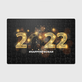 Головоломка Пазл магнитный 126 элементов с принтом Happy New Year 2022! в Новосибирске, полимерный материал с магнитным слоем | 126 деталей, размер изделия —  180*270 мм | Тематика изображения на принте: 2022 | art | christmas | clock | fireworks | glare | gold | holiday | new year | арт | блики | золото | новый год | праздник | рождество | фейерверк | часы