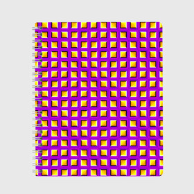 Тетрадь с принтом Фиолетовый Фон с Желтыми Квадратами (Иллюзия Движения) в Новосибирске, 100% бумага | 48 листов, плотность листов — 60 г/м2, плотность картонной обложки — 250 г/м2. Листы скреплены сбоку удобной пружинной спиралью. Уголки страниц и обложки скругленные. Цвет линий — светло-серый
 | абстракция | аум | галлюцинация | зазеркалье | игра ума | иллюзии | индиго | майя | мантра | медитация | мираж | неон | нирвана | обман зрения | ом | оптические иллюзии | просветление | психоделика
