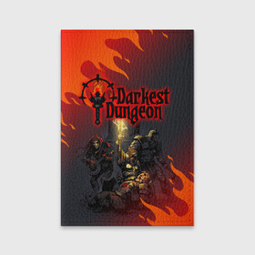 Обложка для паспорта матовая кожа с принтом DARKEST DUNGEON   ТЕМНЕЙШЕЕ ПОДЗЕМЕЛЬЕ в Новосибирске, натуральная матовая кожа | размер 19,3 х 13,7 см; прозрачные пластиковые крепления | darkest dungeon | darkest dungeon 2 | ад | готика | игра | огонь | пламя | темнейшее подземелье | ужасы