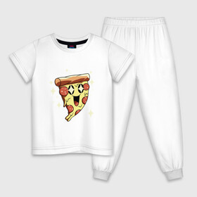 Детская пижама хлопок с принтом CUTE PIZZA в Новосибирске, 100% хлопок |  брюки и футболка прямого кроя, без карманов, на брюках мягкая резинка на поясе и по низу штанин
 | cute | pepperoni | pizza | еда | кусок | кусок пиццы | пепперони | пицца
