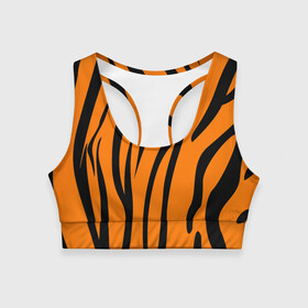 Женский спортивный топ 3D с принтом Текстура тигра/tiger в Новосибирске, 82% полиэстер, 18% спандекс Ткань безопасна для здоровья, позволяет коже дышать, не мнется и не растягивается |  | tiger | кошка | оранжевый черный | символ 22 года | текстура | тигр