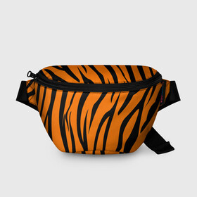 Поясная сумка 3D с принтом Текстура тигра/tiger в Новосибирске, 100% полиэстер | плотная ткань, ремень с регулируемой длиной, внутри несколько карманов для мелочей, основное отделение и карман с обратной стороны сумки застегиваются на молнию | tiger | кошка | оранжевый черный | символ 22 года | текстура | тигр