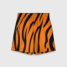 Детские спортивные шорты 3D с принтом Текстура тигра/tiger в Новосибирске,  100% полиэстер
 | пояс оформлен широкой мягкой резинкой, ткань тянется
 | tiger | кошка | оранжевый черный | символ 22 года | текстура | тигр