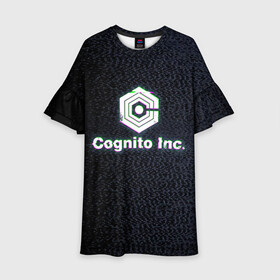 Детское платье 3D с принтом Экран Cognito Inc в Новосибирске, 100% полиэстер | прямой силуэт, чуть расширенный к низу. Круглая горловина, на рукавах — воланы | Тематика изображения на принте: знак | лого | надпись | помехи | экран