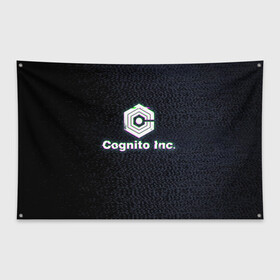 Флаг-баннер с принтом Экран Cognito Inc в Новосибирске, 100% полиэстер | размер 67 х 109 см, плотность ткани — 95 г/м2; по краям флага есть четыре люверса для крепления | знак | лого | надпись | помехи | экран