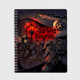 Тетрадь с принтом DARKEST DUNGEON   ТЕМНЕЙШЕЕ ПОДЗЕМЕЛЬЕ   ПОДЗЕМЕЛЬЕ АРТ в Новосибирске, 100% бумага | 48 листов, плотность листов — 60 г/м2, плотность картонной обложки — 250 г/м2. Листы скреплены сбоку удобной пружинной спиралью. Уголки страниц и обложки скругленные. Цвет линий — светло-серый
 | darkest dungeon | darkest dungeon 2 | ад | арт | готика | игра | огонь | пламя | темнейшее подземелье | ужасы