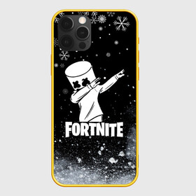 Чехол для iPhone 12 Pro с принтом НОВОГОДНИЙ FORTNITE MARSHMELLO в Новосибирске, силикон | область печати: задняя сторона чехла, без боковых панелей | fortnite | fortnite 2 | fortnite x | game | marshmello | игра | маршмелло | новогодний | снежинки | фортнайт | фортнайт 2 | фортнайт глава 2