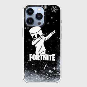 Чехол для iPhone 13 Pro с принтом НОВОГОДНИЙ FORTNITE MARSHMELLO. в Новосибирске,  |  | fortnite | fortnite 2 | fortnite x | game | marshmello | игра | маршмелло | новогодний | снежинки | фортнайт | фортнайт 2 | фортнайт глава 2