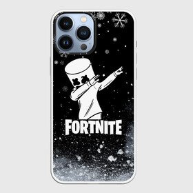 Чехол для iPhone 13 Pro Max с принтом НОВОГОДНИЙ FORTNITE MARSHMELLO. в Новосибирске,  |  | fortnite | fortnite 2 | fortnite x | game | marshmello | игра | маршмелло | новогодний | снежинки | фортнайт | фортнайт 2 | фортнайт глава 2