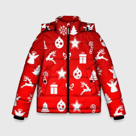 Зимняя куртка для мальчиков 3D с принтом Новогодний узор красный градиент в Новосибирске, ткань верха — 100% полиэстер; подклад — 100% полиэстер, утеплитель — 100% полиэстер | длина ниже бедра, удлиненная спинка, воротник стойка и отстегивающийся капюшон. Есть боковые карманы с листочкой на кнопках, утяжки по низу изделия и внутренний карман на молнии. 

Предусмотрены светоотражающий принт на спинке, радужный светоотражающий элемент на пуллере молнии и на резинке для утяжки | 2022 | happy new year | merry christmas | год тигра | зима близко | нг | новогодний | новогодняя символика | новый год | новый год 2022 | рождество | символ 2022 года | снег | снежинки