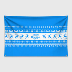 Флаг-баннер с принтом MERRY CHRISTMAS | BLUE в Новосибирске, 100% полиэстер | размер 67 х 109 см, плотность ткани — 95 г/м2; по краям флага есть четыре люверса для крепления | 2020 | 2021 | 2022 | christmas | merry | santa | дед мороз | кот | леденец | мяу | нг | новогодний | новый год | олени | рождество | санта клаус | свитер | узоры