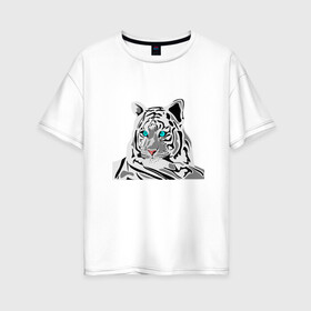 Женская футболка хлопок Oversize с принтом Черный Тигр 2022 в Новосибирске, 100% хлопок | свободный крой, круглый ворот, спущенный рукав, длина до линии бедер
 | 2022 | год тигра 2022 | новогодние праздники | новый год