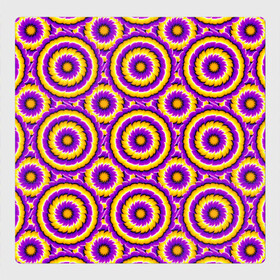 Магнитный плакат 3Х3 с принтом Желто-Фиолетовые цветы (иллюзия расширения) в Новосибирске, Полимерный материал с магнитным слоем | 9 деталей размером 9*9 см | Тематика изображения на принте: абстракция | аум | галлюцинация | зазеркалье | игра ума | иллюзии | индиго | майя | мантра | медитация | мираж | неон | нирвана | обман зрения | ом | оптические иллюзии | просветление | психоделика