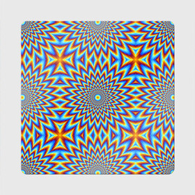 Магнит виниловый Квадрат с принтом Пульсирующий синий цветок (иллюзия движения) в Новосибирске, полимерный материал с магнитным слоем | размер 9*9 см, закругленные углы | Тематика изображения на принте: абстракция | аум | галлюцинация | зазеркалье | игра ума | иллюзии | индиго | майя | мантра | медитация | мираж | неон | нирвана | обман зрения | ом | оптические иллюзии | просветление | психоделика