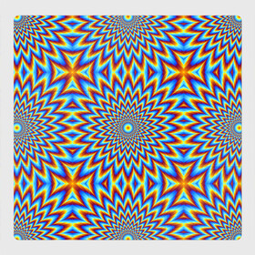 Магнитный плакат 3Х3 с принтом Пульсирующий синий цветок (иллюзия движения) в Новосибирске, Полимерный материал с магнитным слоем | 9 деталей размером 9*9 см | Тематика изображения на принте: абстракция | аум | галлюцинация | зазеркалье | игра ума | иллюзии | индиго | майя | мантра | медитация | мираж | неон | нирвана | обман зрения | ом | оптические иллюзии | просветление | психоделика