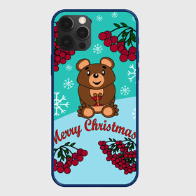 Чехол для iPhone 12 Pro Max с принтом Мишка и рождество в Новосибирске, Силикон |  | 2022 | merry christmas | ветки | год тигра | детский | животные | зима | зимний | лес | медведь | мишка | мультяшный | новогодний | новый год | подарок | праздничный | рождество | рябина | снег | снегопад