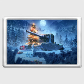 Магнит 45*70 с принтом World of Tanks Christmas в Новосибирске, Пластик | Размер: 78*52 мм; Размер печати: 70*45 | art | christmas | gifts | moon | new year | night | snow | tank | tree | winter | world of tanks | арт | елка | зима | луна | новый год | ночь | подарки | рождество | снег | танк