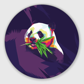 Круглый коврик для мышки с принтом Панда  с бамбуком в Новосибирске, резина и полиэстер | круглая форма, изображение наносится на всю лицевую часть | живопись | животное | медведь | панда | японский мишка