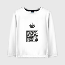 Детский лонгслив хлопок с принтом QR King в Новосибирске, 100% хлопок | круглый вырез горловины, полуприлегающий силуэт, длина до линии бедер | coronavirus | covid | covid19 | qr code | qr код | sputnik | вакцина | вакцинация | вирус | здоровье | изоляция | иммунитет | карантин | ковид | код | корона | коронавирус | маркировка | маска | матрица | п | пандемия