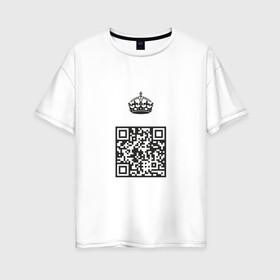 Женская футболка хлопок Oversize с принтом QR King в Новосибирске, 100% хлопок | свободный крой, круглый ворот, спущенный рукав, длина до линии бедер
 | coronavirus | covid | covid19 | qr code | qr код | sputnik | вакцина | вакцинация | вирус | здоровье | изоляция | иммунитет | карантин | ковид | код | корона | коронавирус | маркировка | маска | матрица | п | пандемия