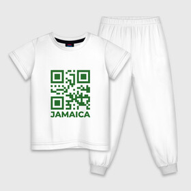 Детская пижама хлопок с принтом QR Jamaica в Новосибирске, 100% хлопок |  брюки и футболка прямого кроя, без карманов, на брюках мягкая резинка на поясе и по низу штанин
 | Тематика изображения на принте: coronavirus | covid | covid19 | qr code | qr код | sputnik | вакцина | вакцинация | вирус | здоровье | изоляция | иммунитет | карантин | ковид | код | корона | коронавирус | маркировка | маска | матрица | п | пандемия