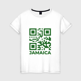 Женская футболка хлопок с принтом QR Jamaica в Новосибирске, 100% хлопок | прямой крой, круглый вырез горловины, длина до линии бедер, слегка спущенное плечо | coronavirus | covid | covid19 | qr code | qr код | sputnik | вакцина | вакцинация | вирус | здоровье | изоляция | иммунитет | карантин | ковид | код | корона | коронавирус | маркировка | маска | матрица | п | пандемия