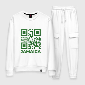 Женский костюм хлопок с принтом QR Jamaica в Новосибирске, 100% хлопок | на свитшоте круглая горловина, мягкая резинка по низу. Брюки заужены к низу, на них два вида карманов: два 