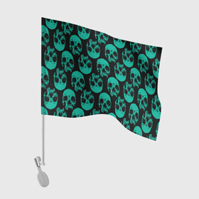 Флаг для автомобиля с принтом Узор из зелёных черепков в Новосибирске, 100% полиэстер | Размер: 30*21 см | fashion | hype | pattern | skull | мода | узор | хайп | череп